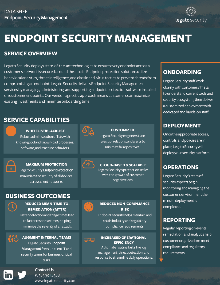 Endpoint Security Management Data Sheet – Legato Security